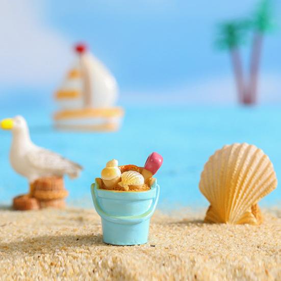 3/11Pcs/Set Miniature Seaside Theme Toy Kit Mini Resin Surfboard Seashell Seabirds Dolphin Starfish Boats Bucket Shoes Sun Model Summer Beach