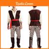 Unisex Beige Striped Skeleton Pirate Outfit For Halloween And Masquerade Events