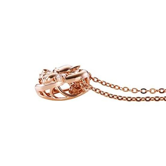 White Clover Pochacco Sanrio Characters Dancing Stone Necklace Pendant Open Heart Pink Gold Silver 925 Cubic Zirconia SAPOC-N005PG