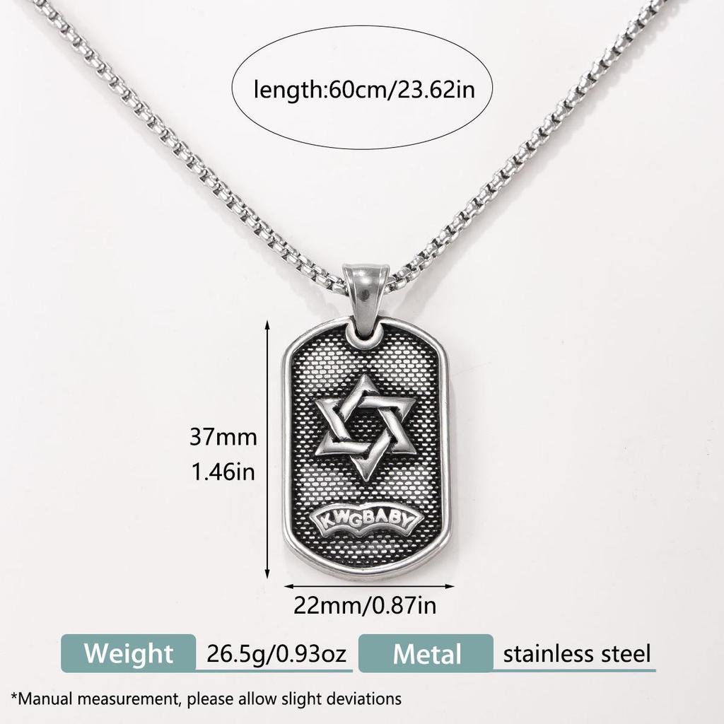 Hexagram Pendant Stainless Steel Men's Necklace - Hip Hop Style
