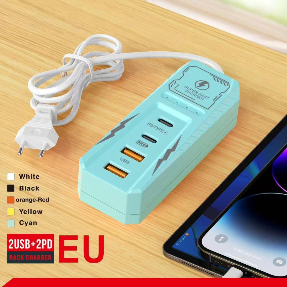 

4 порти USB гніздо для зарядки 2PD+2USB настінний зарядний пристрій універсальний подовжувач живлення для телефону Blue-EU
