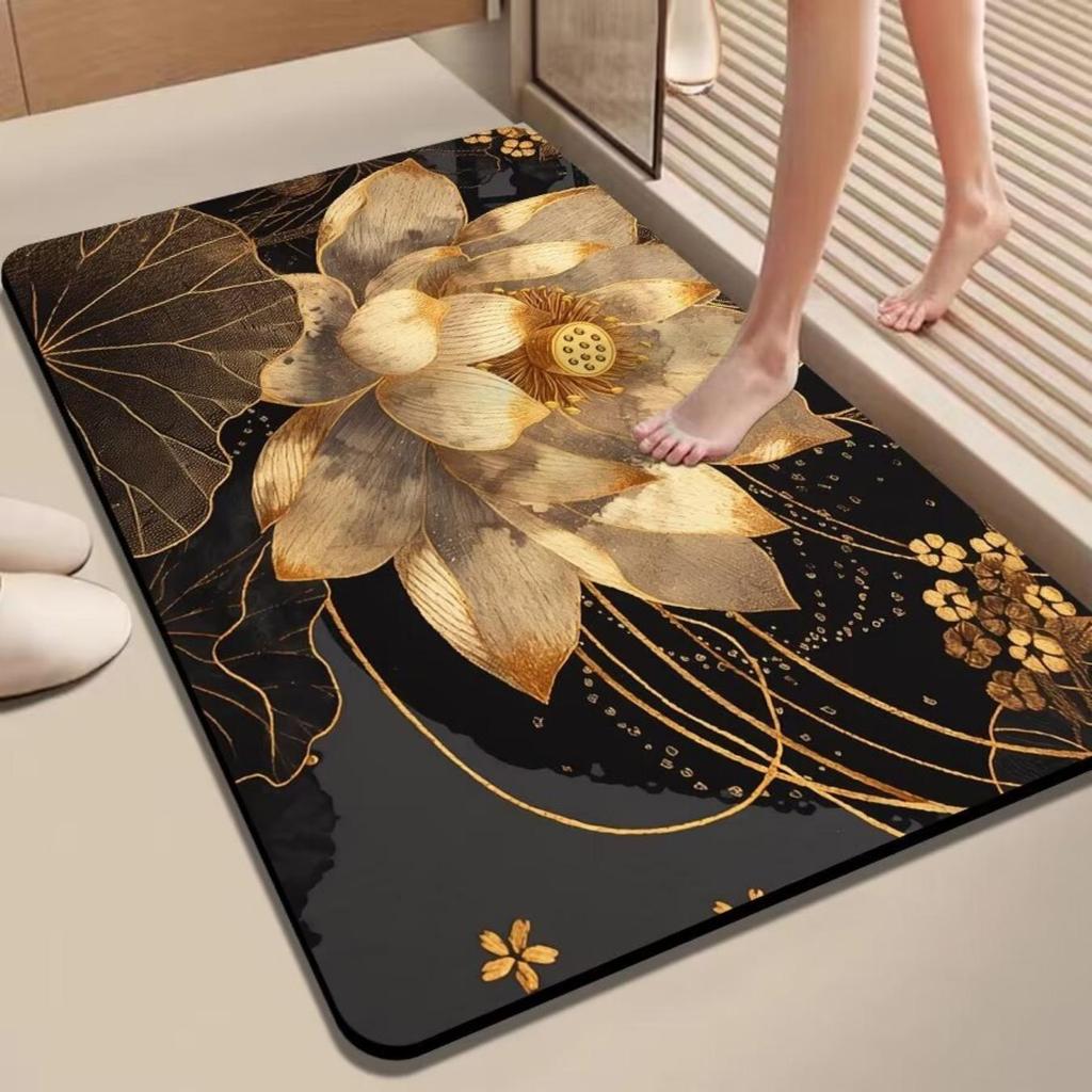 Diatom Printing Bathroom Thickening Mat Bath Non-slip Carpets In Wash Basin Bathtub Side Floor Rug Shower Room Doormat Memory Foam 3D Pad