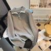 Real Shot Retro Lazy Wool Zipper Knitted Sweater Autumn and Winter New Crew Neck Sweater Top Tide