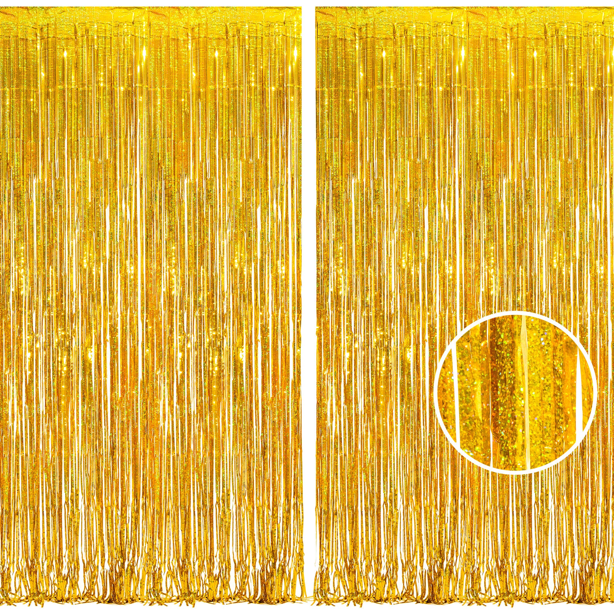 

BRAVESHINE 2-Piece Tassel Curtain Glitter Background Bright Shine Birthday Party Decor 100cm x 250cm