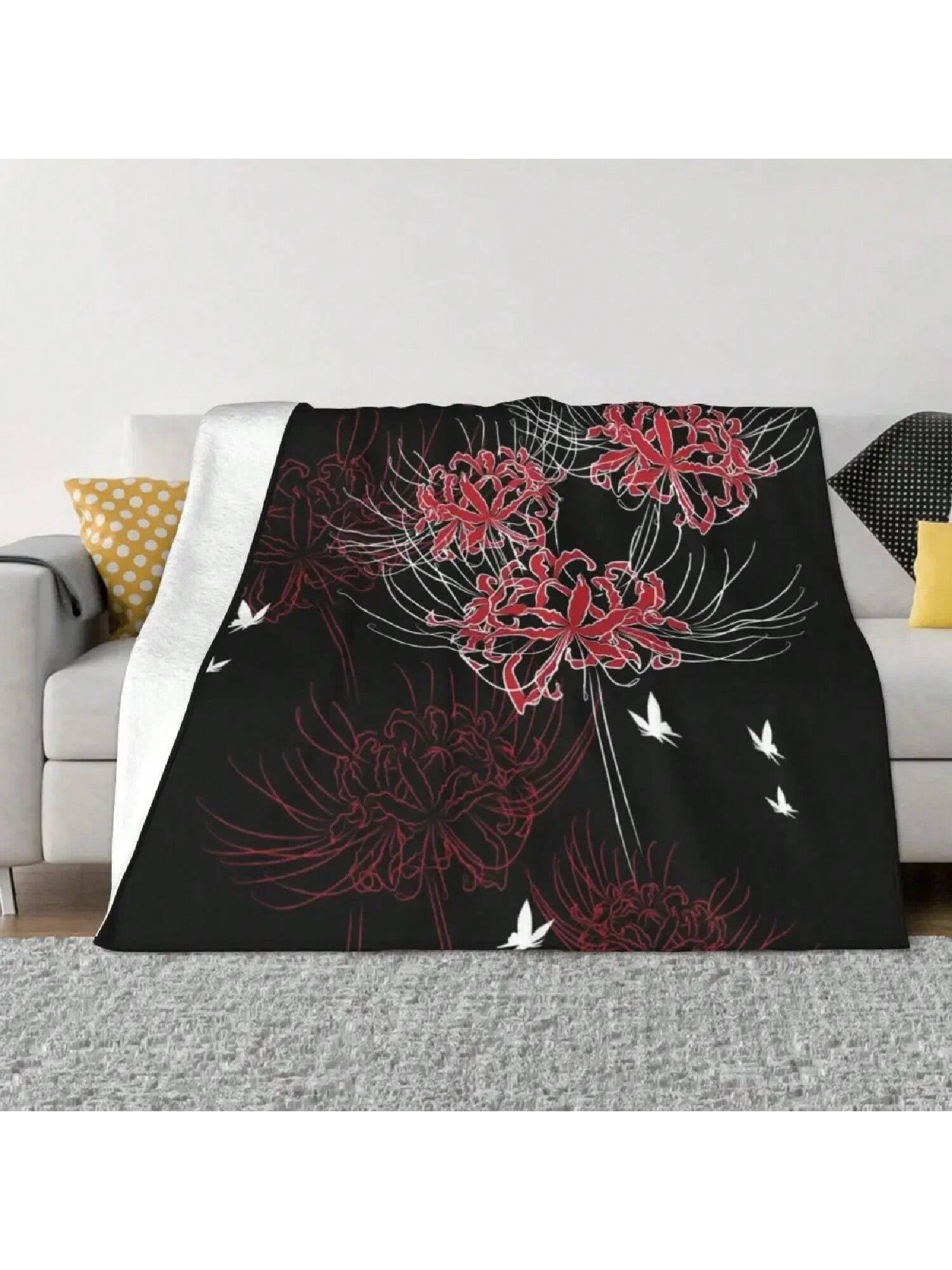 Spider Lily Butterfly Design Throw Blanket Picnic Soft Plaid Stuffeds Heavy Blankets 75X95CM
