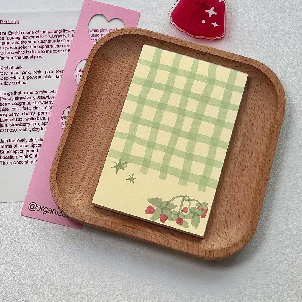 M5 Korean-Style Strawberry & Caramel Memo Pad with Grid Background