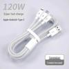 Multi-Head 3-in-1 Fast Charging Cable: 120W for Home, 66W for Car, Compatible with Apple Devices.