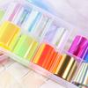 Iridescent Nail Art Stickers 10 Rolls Laser Glass Nail Foils Hot Transfer Decals  DIY Manicure