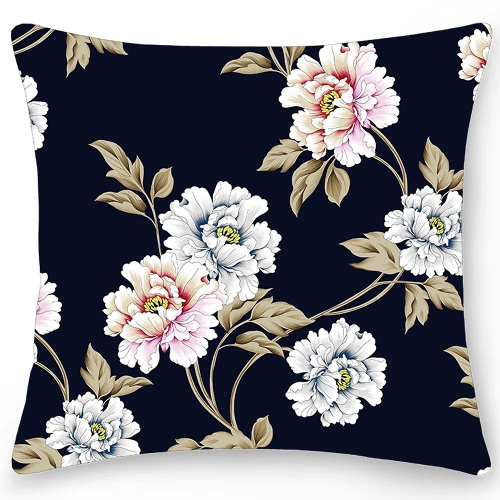 Home Pillowcase Car Sofa Cushion Cover Decor Luxurious Big Flower Printed Double Sided