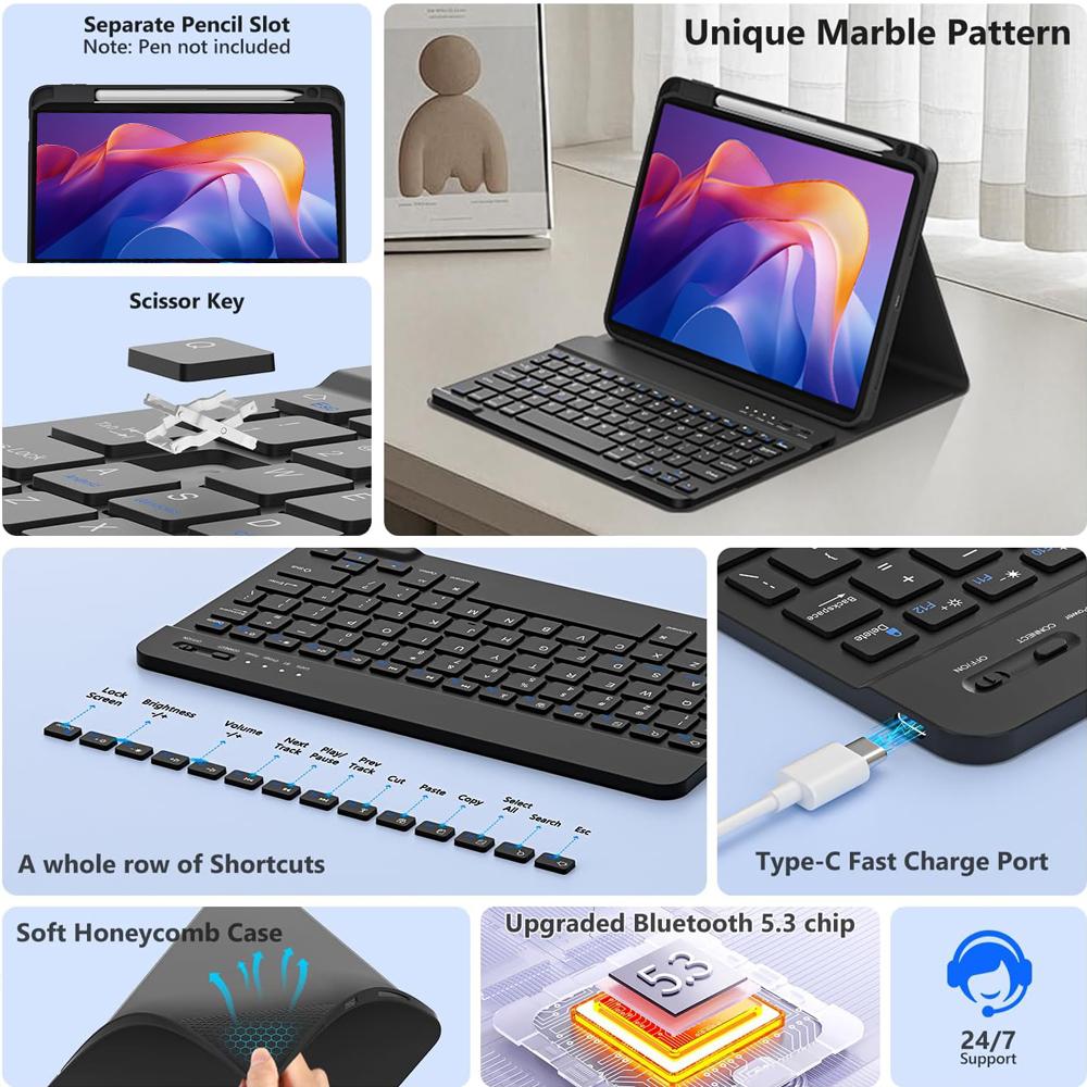 Case for Redmi Pad 2 11 Inch , Detachable Bluetooth Keyboard Case for Redmi Pad 2 11 Lnch with Pen Slot
