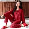 Double-layer cotton yarn baby pure cotton red pajamas couple men and women's pajamas wedding newlywed couple set cotton and linen