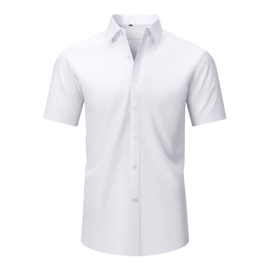 Men's Casual Short Sleeve Button Down Shirt Lightweight Breathable Fabric Vacation Business Shirt with Turn Down Collar