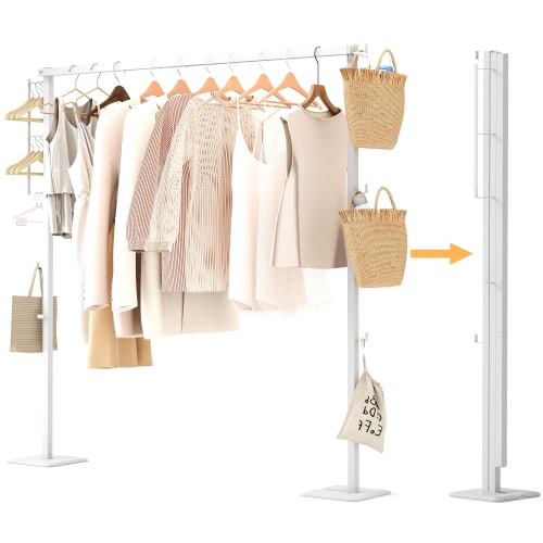 Tcatec Folding Indoor Clothes Dryer, White, Dimensions: Approx. 175cm W X 25cm D X 160cm H, Compact Storage, Easy Assembly, Stainless Steel, White