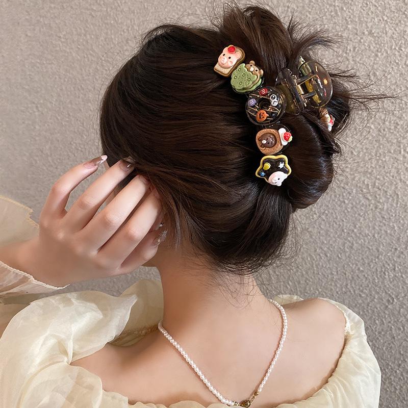 Забавные печеньки большой зажим для волос женский новый зажим-акула зажим для волос на затылок аксессуары для волос