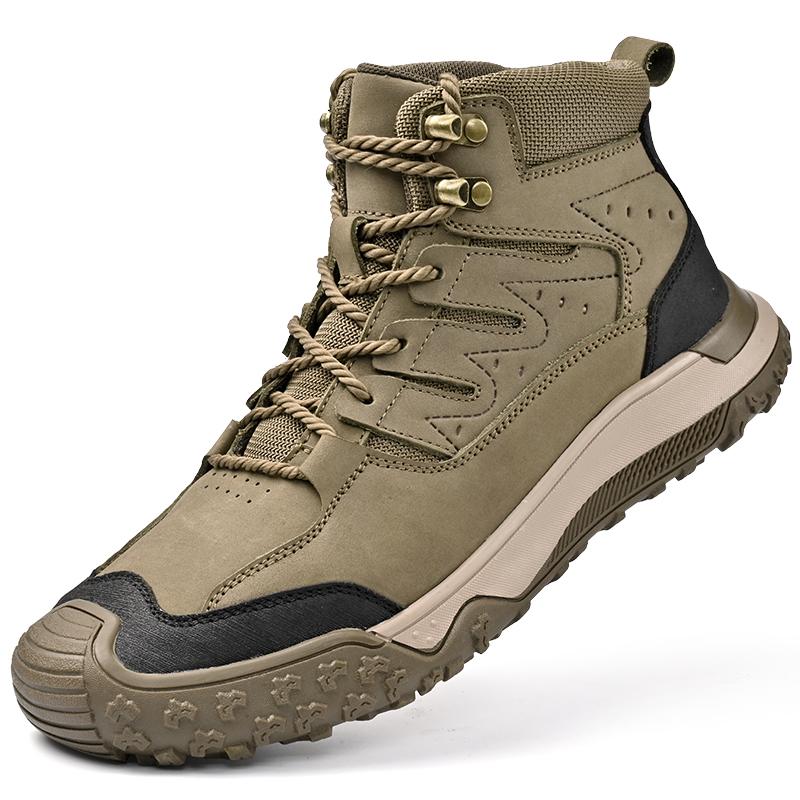 New High Top Mens Sneakers Outdoor Fashion Male Basic Boots Comfy Motocross Boots Genuine Leather Travel Camping Male Footwear