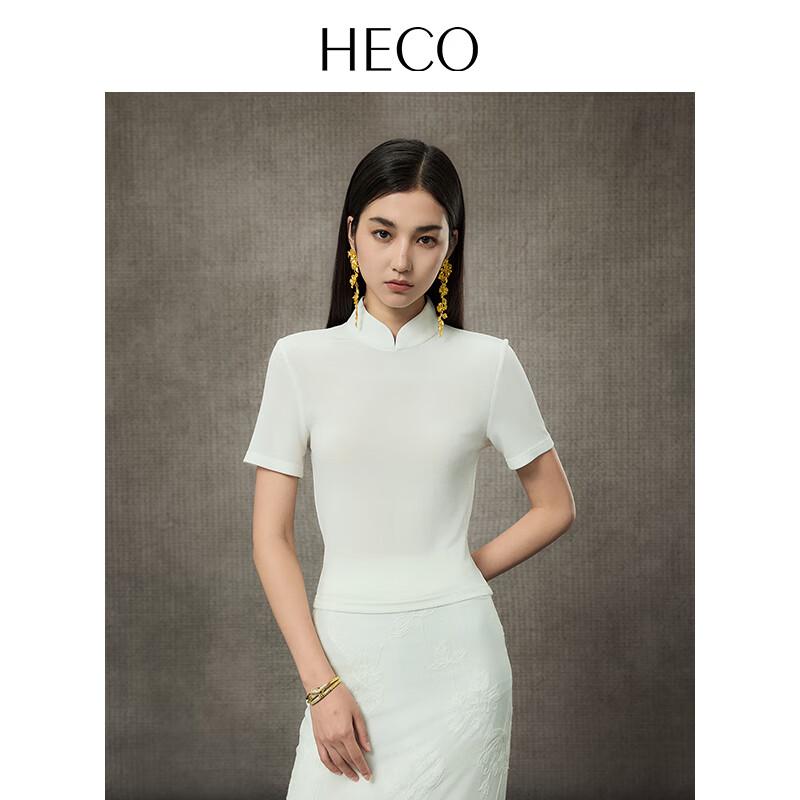 HECO New Chinese Style Disc Button Acetate Knit Short-Sleeve T-Shirt