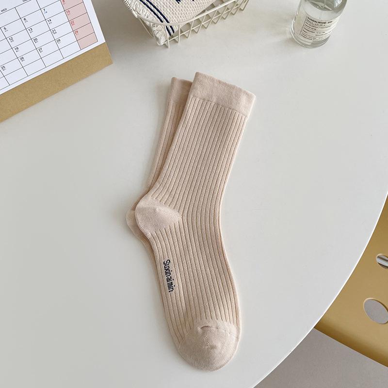 5 Pairs of Women's Cotton Fashion New Style Medium Tube Pile Socks