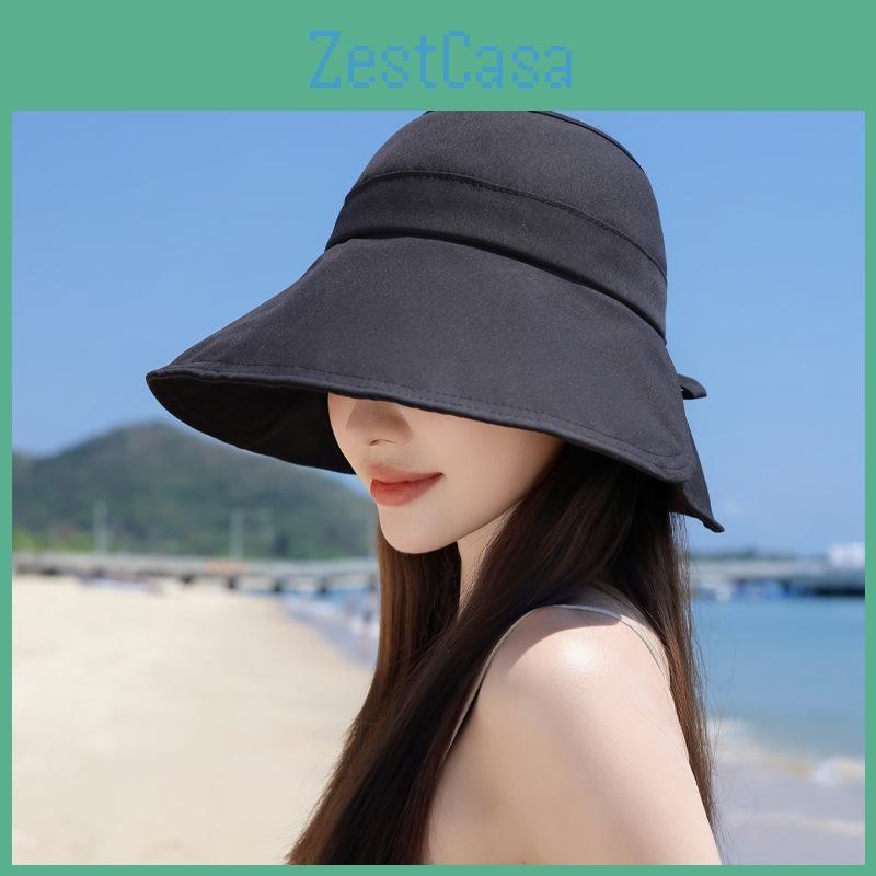 Brimmed Summer Wide Sun Protection Hat With Bow Decoration For Outdoor Daily