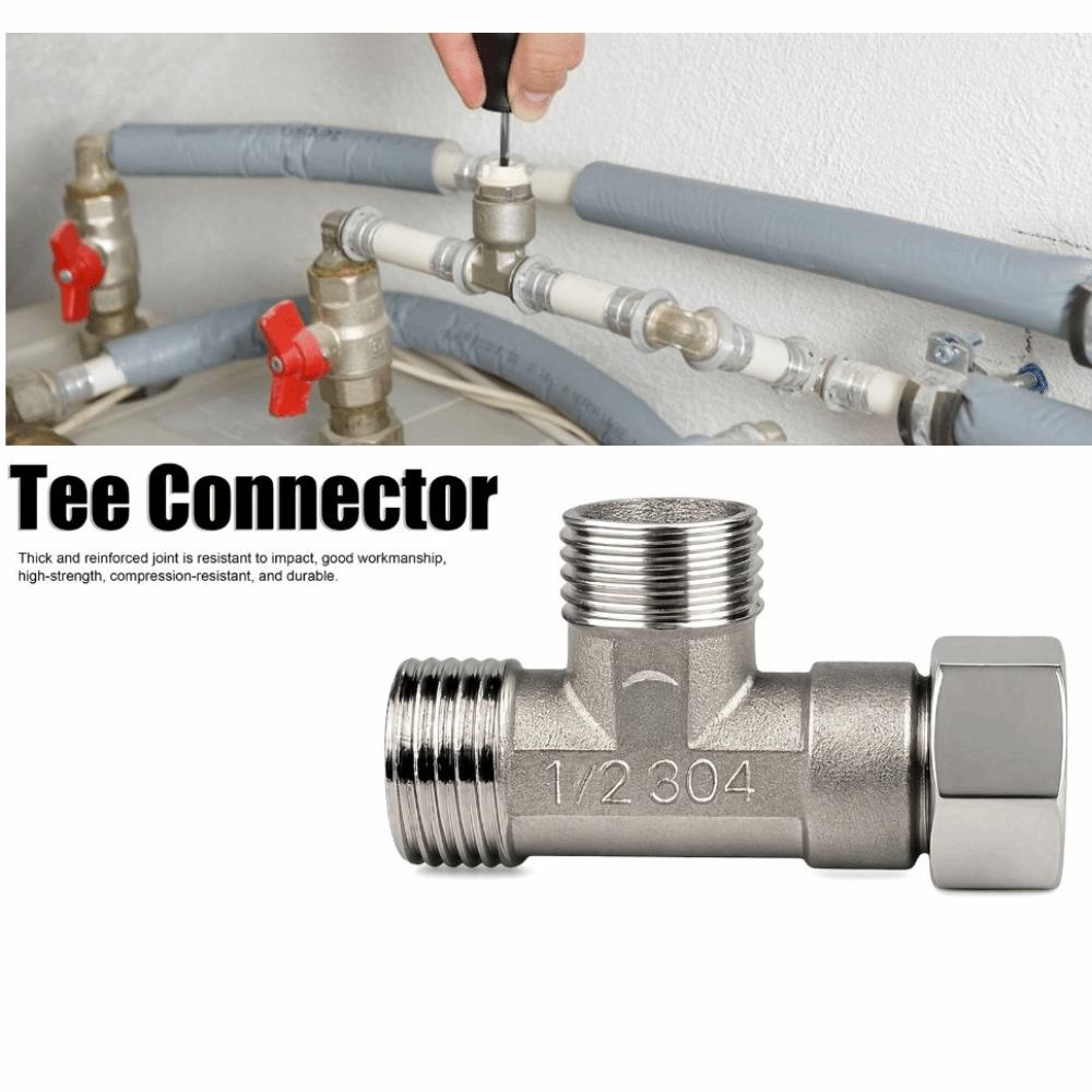 2PCS Stainless Steel Pipe Joint 3 Way 3 Way Diverter Durable Water Pipe Connector  Home Water System