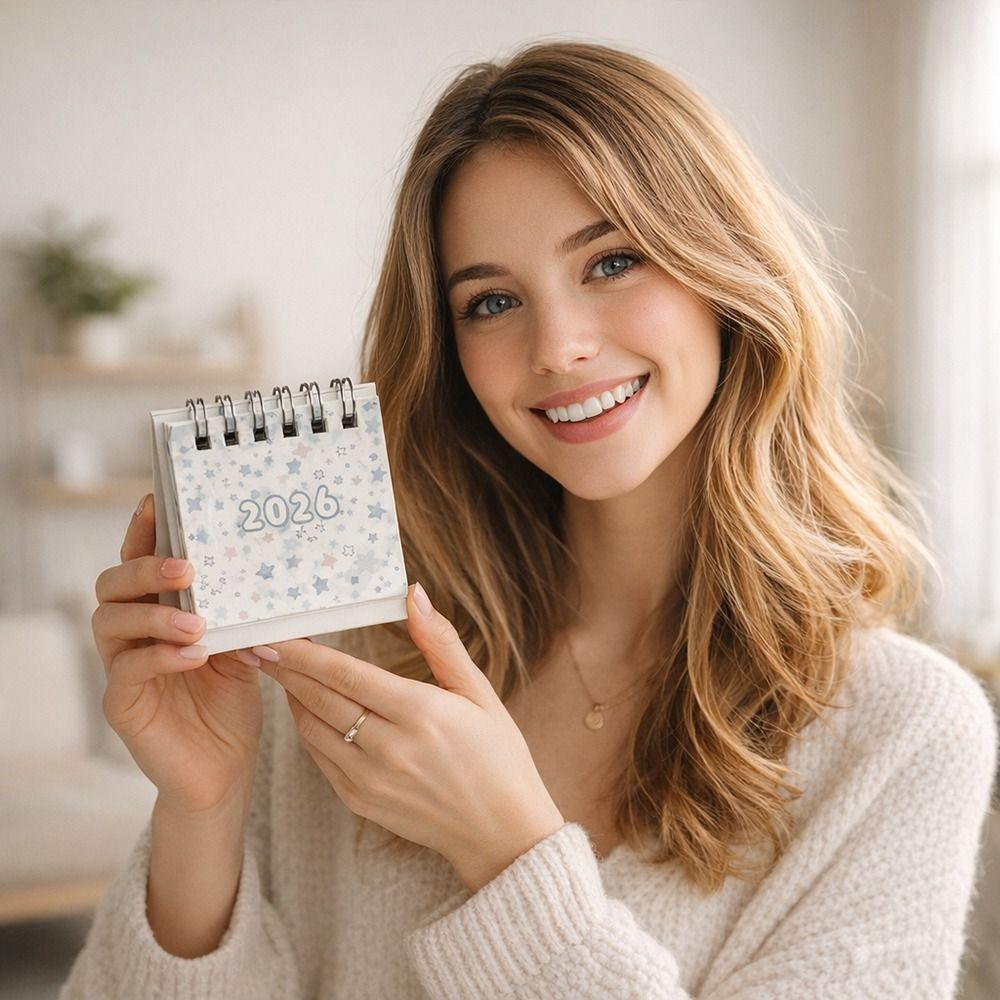 Mini Desktop Calendar Coil Binding Schedule Planner Cute 2026 Desk Calendar  Office School Supplies