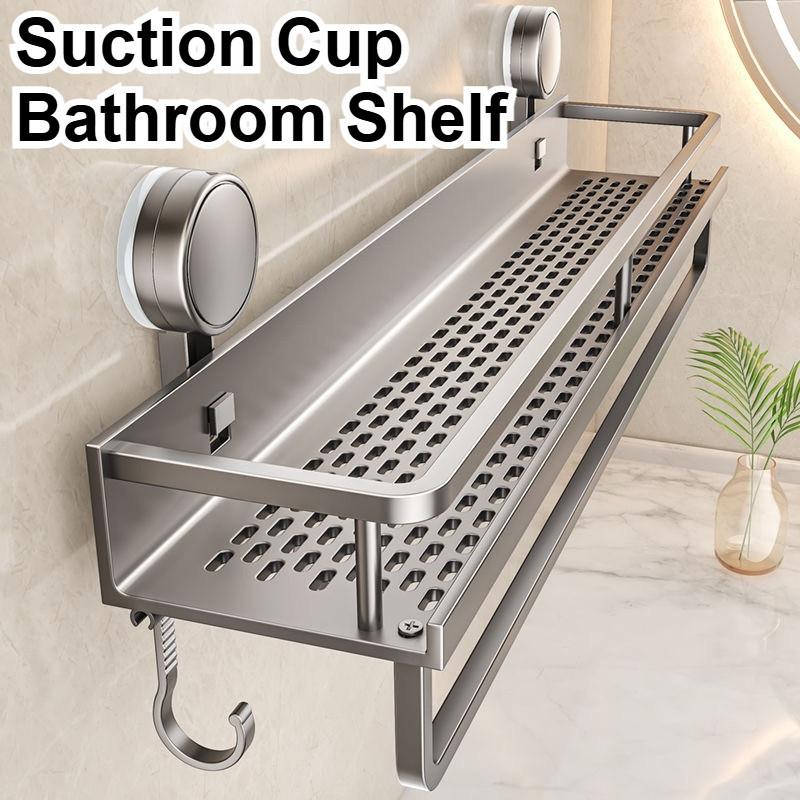 Suction Cup Mount Bathroom Shelf Multifunctional No Drill Hanging Bath Room Basket Household Shampoo Storage Rack Tray