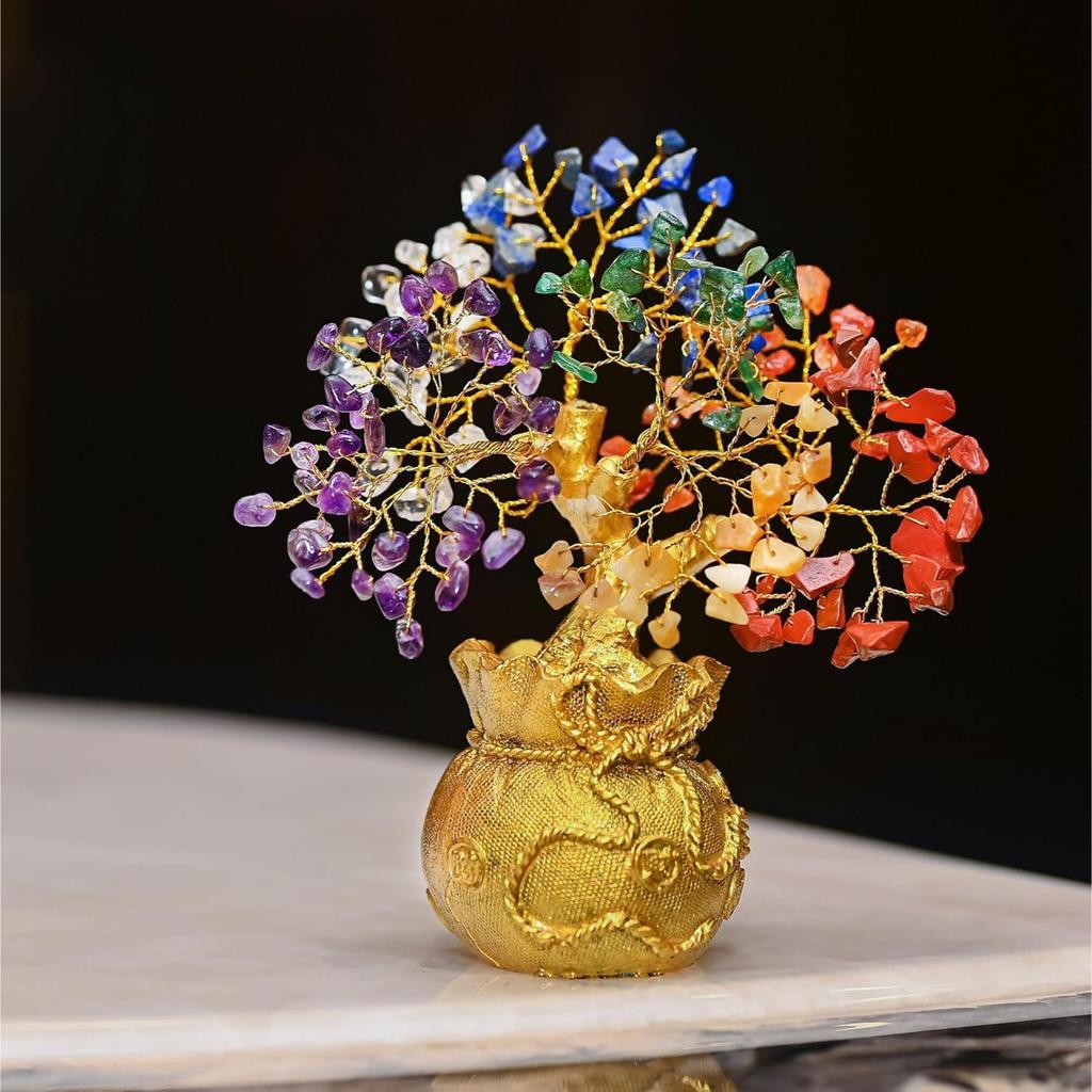 7 Chakra Feng Shui Tree of Life – Healing Crystal Bonsai – Ideal Gift for Home & Office Décor