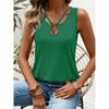 Women's solid color v-neck casual hollow vest