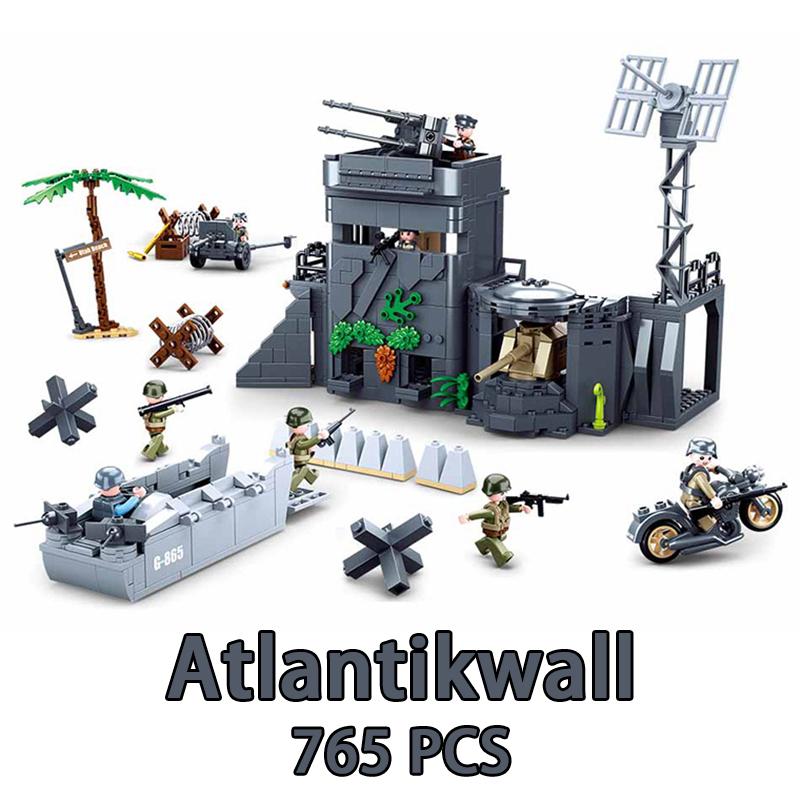 SLUBAN Militär 1939-1945 Landung in der Normandie Panzer Flugzeuge Jeep Boot Modellbausteine Soldaten-Sets Puppen Bausteine Kinderspielzeug Geschenk