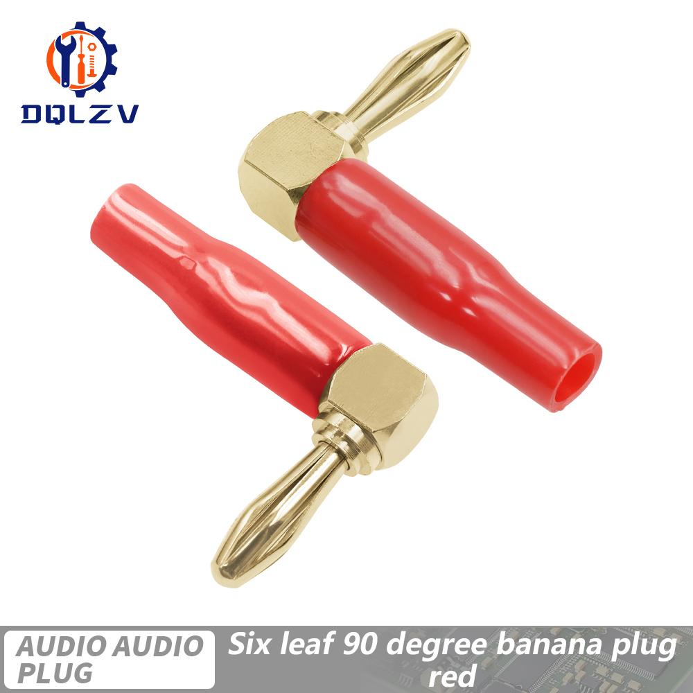 Type L Lanterne Ondulée Six Feuilles Caoutchouc Souple Broche Vidéo Doré 4mm Cuivre Pur Type Y Angle Droit fiche banane