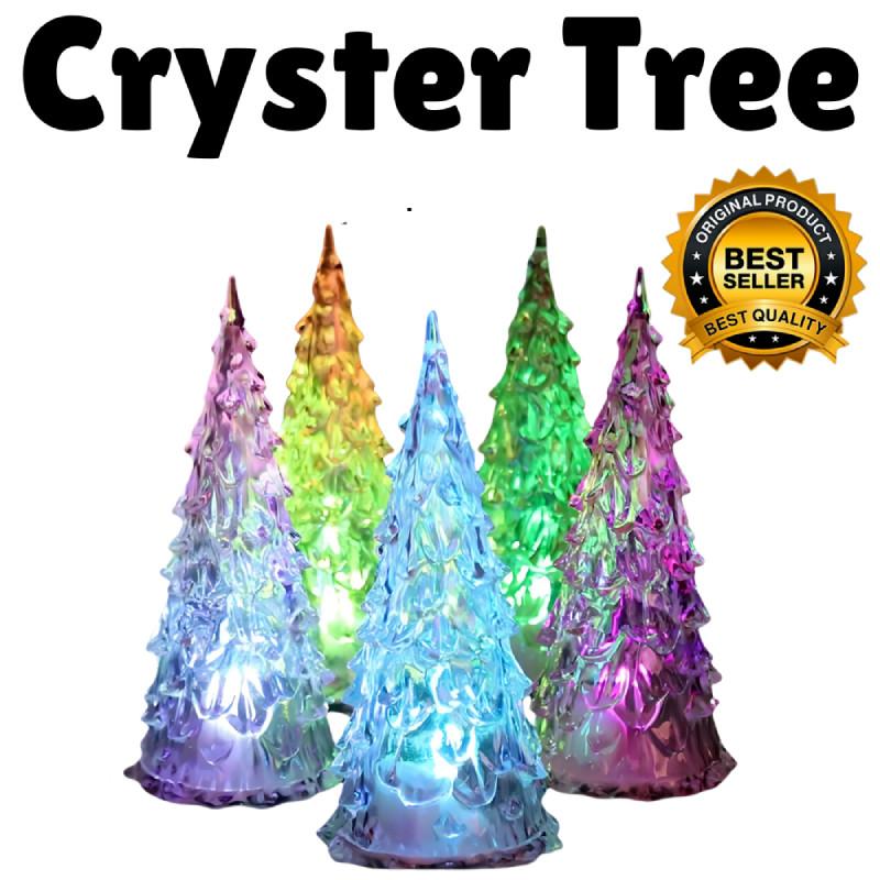 Julelys LED Krystalltre Flerfarget Hjemmefest Bord Mini Dekor Jul