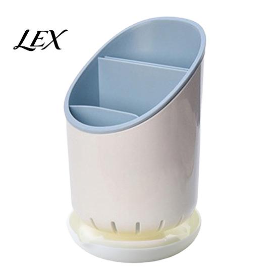 Split Cutlery Storage Box Multi-compartment Draining Chopstick Holder, Plastic Utensil Organizer with Drain Hollow Bottom Drainer Tray, Compact Large