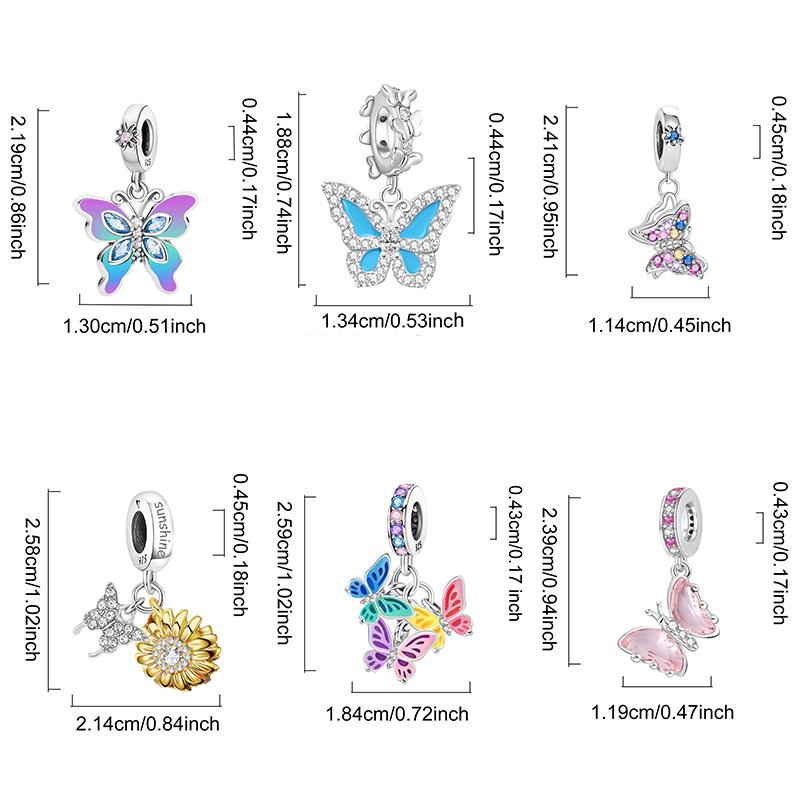 Copper Cute Butterfly Series Charms Beads Fit Original Pan Bracelet Bangle High Quality Diy Jewelry For Womens