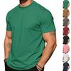 Men's Summer Solid Color Round-neck Cotton T-Shirt Casual Sports Solid Color Simple Short Sleeve Daily Commuting Shirt for Men