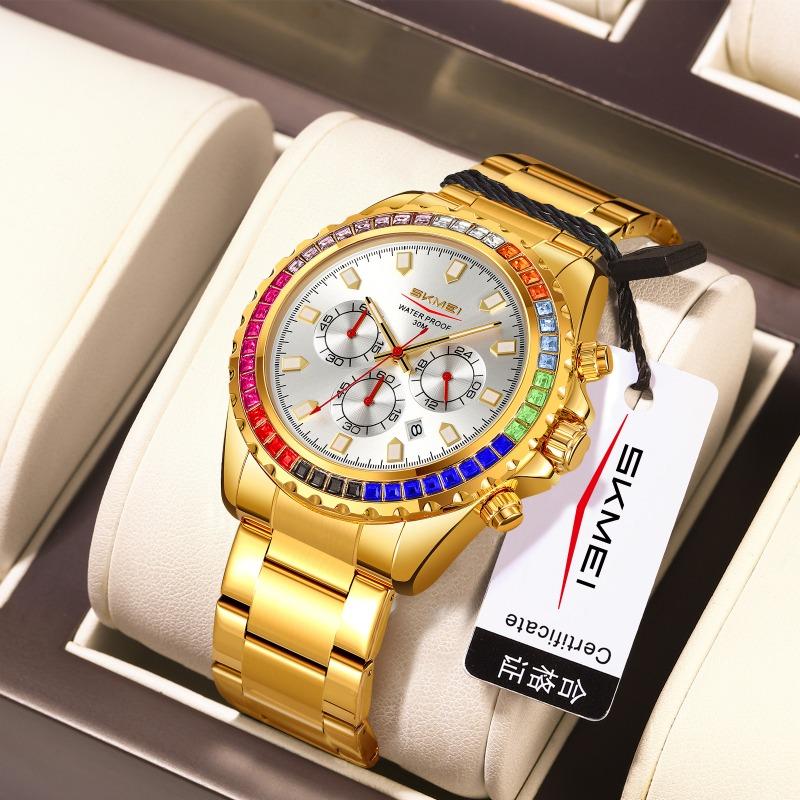 Men's quartz watch waterproof luminous fashion business diamond-encrusted high-end watch quartz men's
