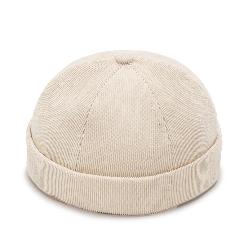 Winter Autumn Corduroy Beanie Hats Solid Color Landlord Hat Streetwear Hip Hop Brimless Hat Adjustable Docker Cap Wholesale