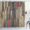Wood Paneled Flower Shower Curtain, Vintage Flower Farm Cart Sunflower Butterfly Lavender Geometric Bible, Bathroom Decoration