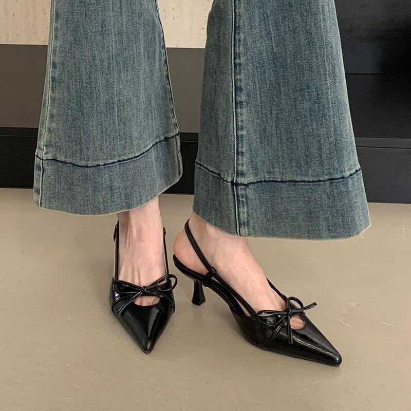 Fashion Fashion Pointed Toe Women High Heels Sandals Shoes Female Shallow Footwear Butterfly-Knot Ladies Heels Sandals Shoes Pumps