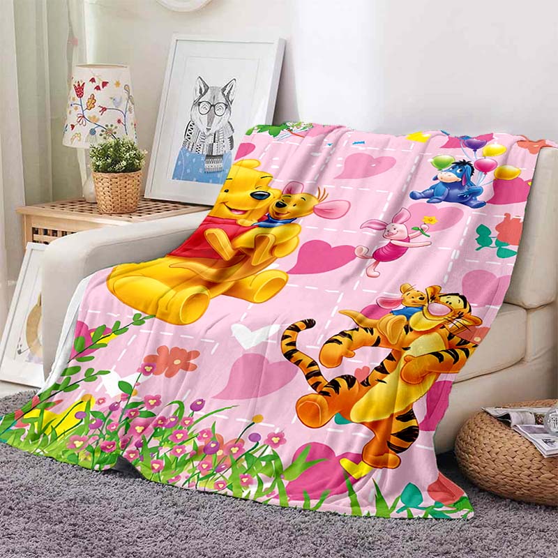 6 Sizes Classic HD Winnie The Pooh Print Soft Cozy Blanket Decor for Couch Sofa Bed Travel Camping Next Day Shipping Great Gift