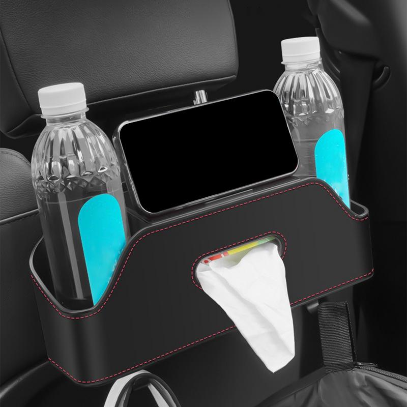 Portable Car Backseat Organizer Storage Box With Hook Auto Interior Decoration Drink Cup Tissue Holder Travel Accessories