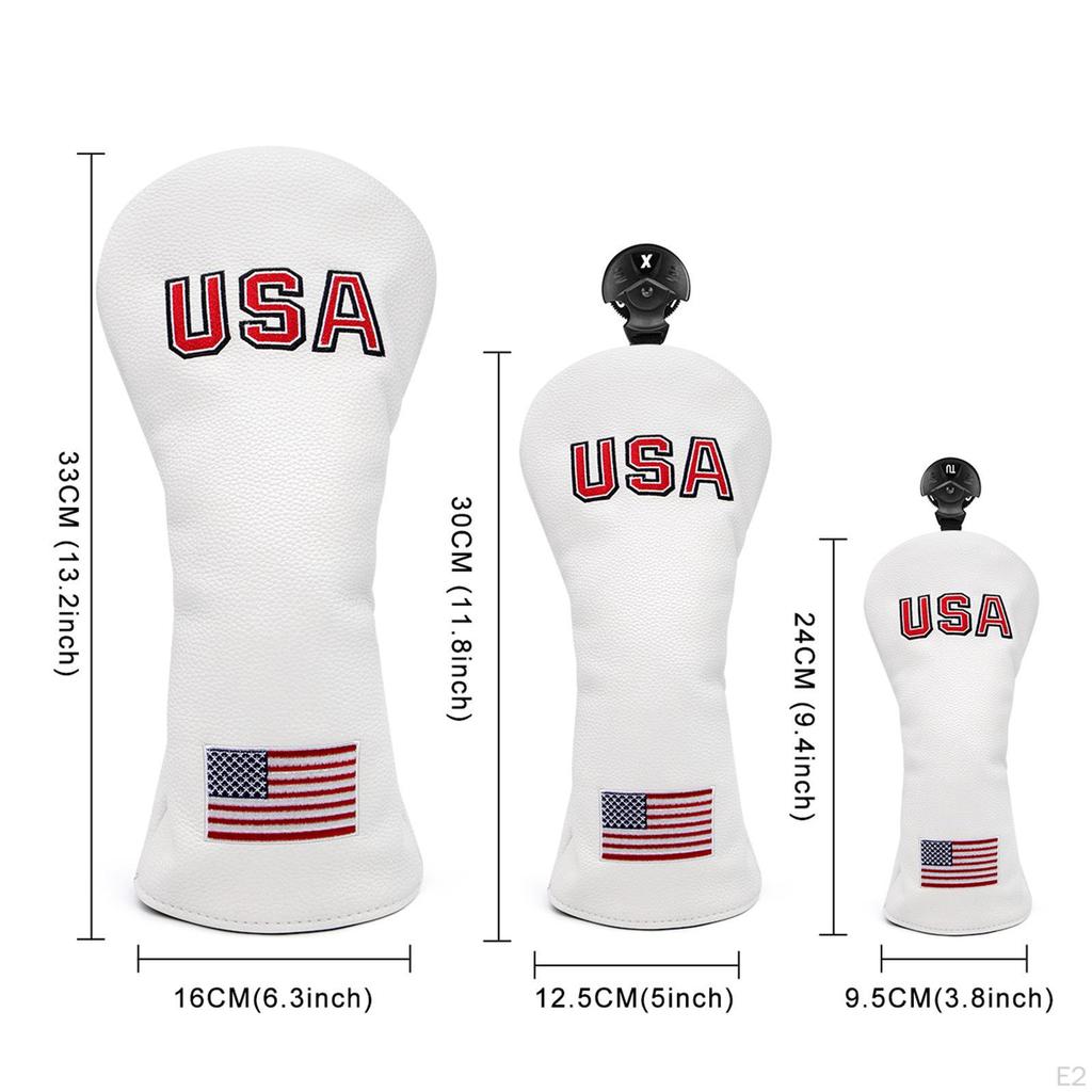 3Pcs golf Covers UT Driver Wood Clubs for head with Number Tags