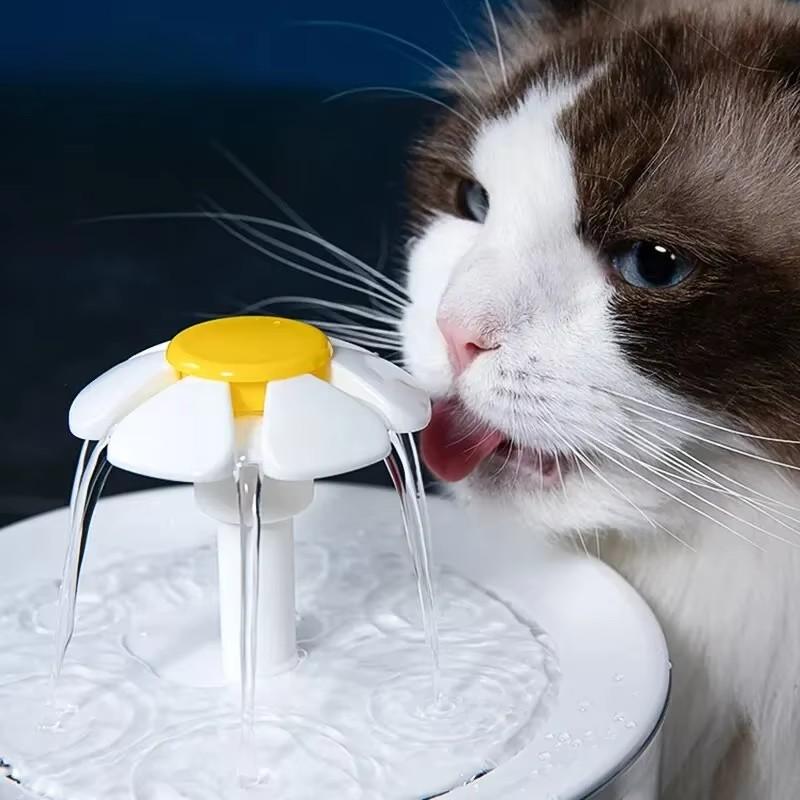 1L Automatic Circulating Cat Water Fountain USB Electric Mute Pet Water Dispenser Dog Transparent Petal Water Filter Off Power