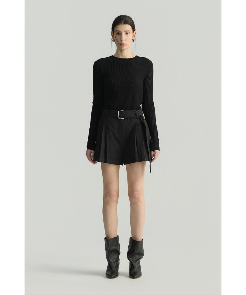 IROWOMEN Anemone Linen Belted Shorts Iopom26106Bkx