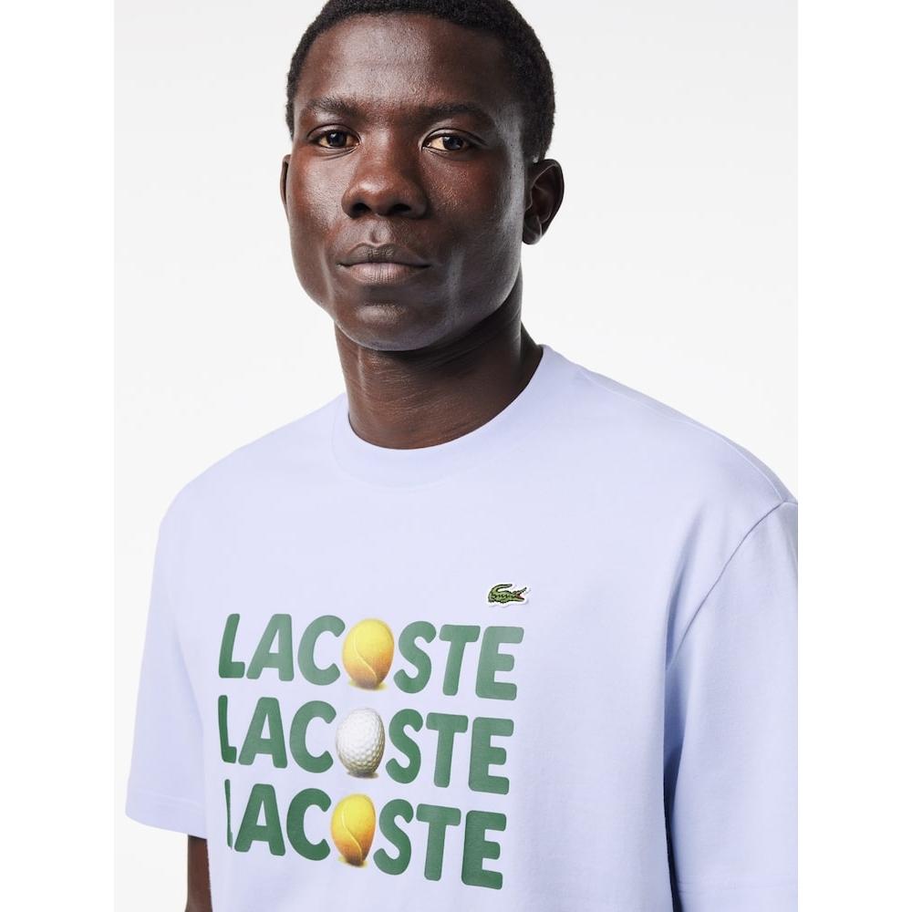 LacosTe Mens Heavy Jersey LeTTering Ball Graphic T shirT Th7370 54g J2g q2nTh7370 54gJ2g