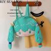 Hatsune Miku Squinting Eyes Ita Bag Plush Backpack - Large Capacity Schoolbag 