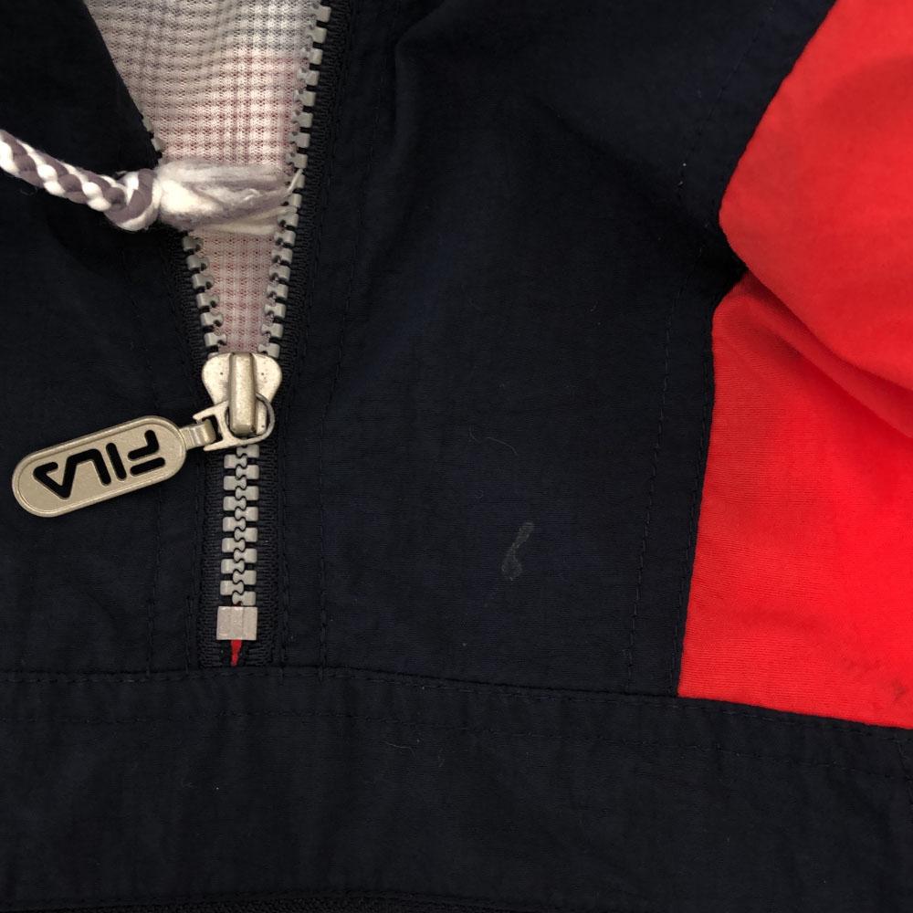 Fila 90s Logo Long Sleeve Half Zip Nylon Jacket S Pullover Hoodie Old Men's Used