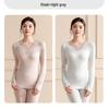 Women's Lace V-Neck Thermal Underwear Set - Slimming, Shaping, Heat-Generating Cotton