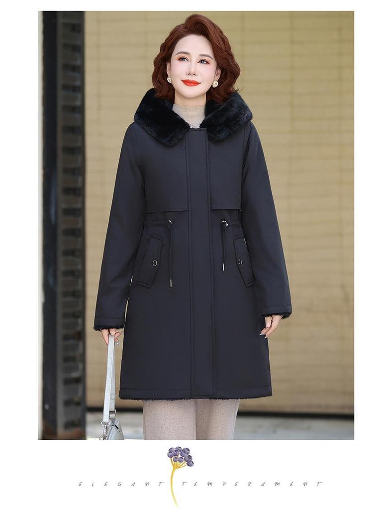 Mom's 2025 Mid-Length Reversible Winter Coat with Plus Velvet for Middle-Aged and Elderly Women