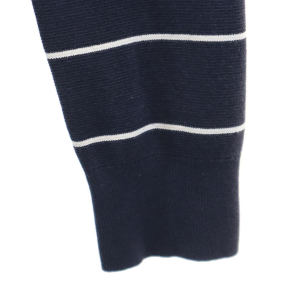 Lacoste Border Pattern Long Sleeve Sweater S Navy Knit Men's Used