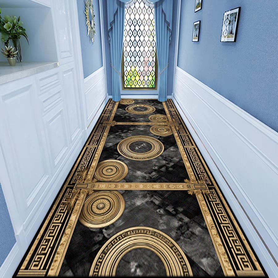 European Style Luxury Corridor Carpet Home Decoration Living Room Non-slip Runner Long Rug Hotel Stair Entryway Customizable Mat