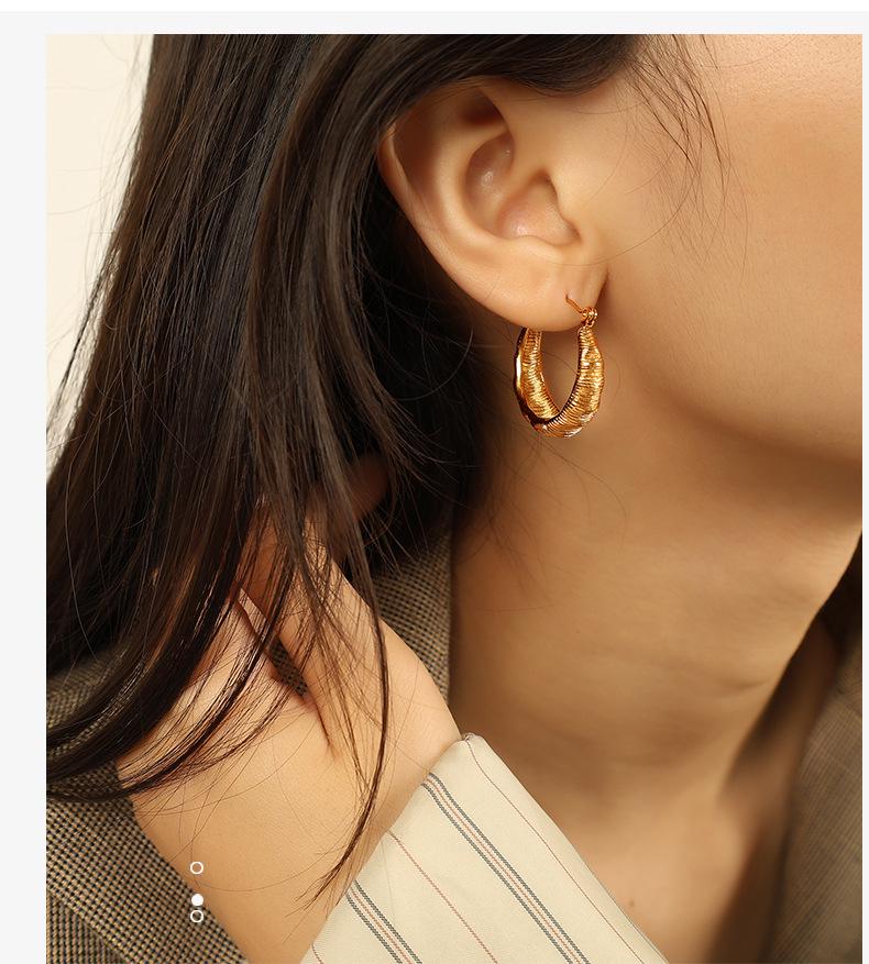 Elegant Geometric Luxury Jewelry: Niche C Circle Stud & Hoop Earrings for Women